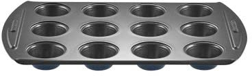lakeland Non-Stick 12 Hole Deep Bun Tin – Clever Fill Guides for Evenly Sized Bakes Sure Grip Handle