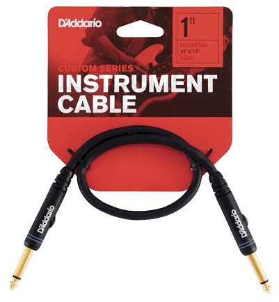 D’Addario Accessories Custom Series Patch Guitar Cables - Guitar Pedal Cable with ¼ Inch Ends - Durable & Reliable - Instrument Cable for Pedalboards - Straight End, 1 foot
