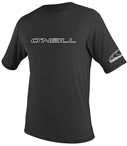 O'Neill UV 50+ Sun Protection Mens Basic Skins Short Sleeve Tee Sun Shirt Rash Guard, Black, XX-Large