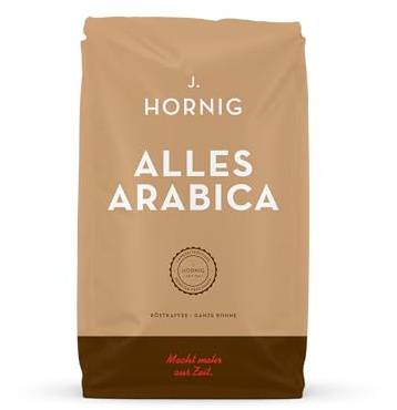 J. Hornig Kaffeebohnen, Alles Arabica, 100% Arabica, 500g ganze Bohnen, reichhaltiges Aroma, für Vollautomaten, Filterkaffee und Espressokocher
