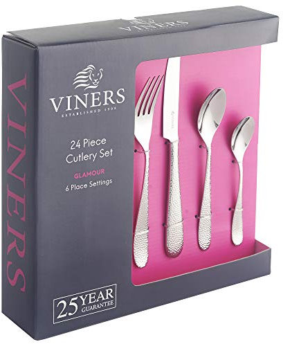 Viners Glamour 24-Piece 18.0 Stainless Steel Cutlery Set in Gift Box (Packaging may vary)