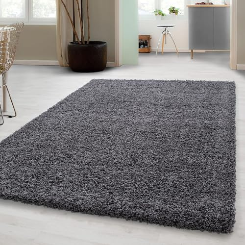 Carpetsale24 Shaggy Hochflor Teppich Läufer Flur 80 x 150 cm Grau - Weicher, Flauschiger Teppich Wohnzimmer – Moderner, Rutschfester Badezimmerteppich & Küchenläufer, Bettvorleger Schlafzimmer