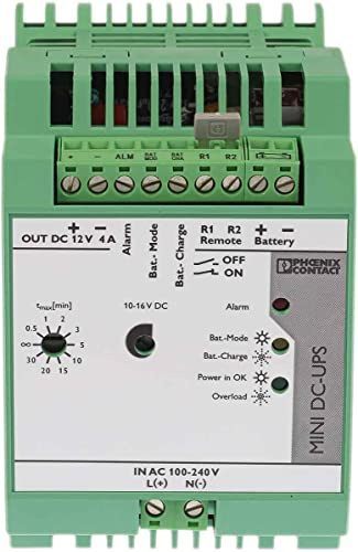 PHOENIX CONTACT MINI-DC-UPS/12DC/4 Unterbrechungsfreie Stromversorgung mit Integriertem Netzteil, 4A, Kombination mit MINI-BAT/12/DC 1.6 Ah oder 2.6 Ah