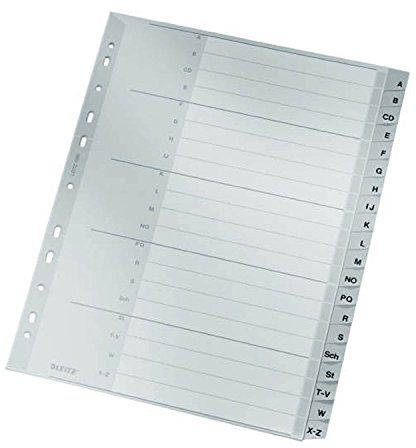 Leitz 12600000 Alphabetic tab index Cartoncino Grigio intercalare