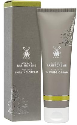 MÜHLE Rasiercreme - cremiger Schaum mit Aloe Vera für sensible Haut - sanft & pflegend - 75 ml Tube
