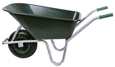 Schubkarre 100 Liter bis 250 kg Belastbarkeit, PVC, grün (Gartenkarre Bauschubkarre Baukarre Gartenschubkarre für Baustelle, Stall, Garten, Laub, Bauschutt)