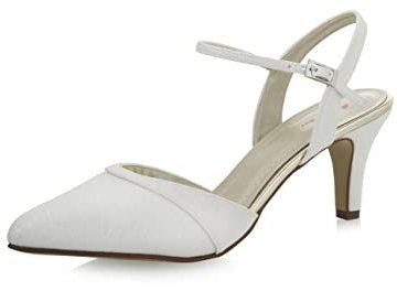 Rainbow Club Brautschuhe Marlie - Pumps Riemchen Weiß/Ivory Metallic - Gr 40 EU 7 UK