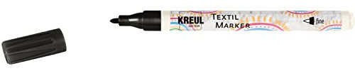 KREUL 90671 - Textil Marker fine, Schwarz, Strichstärke circa 1 bis 2 mm, Stoffmalstift für helle Stoffe & Textilien, waschecht nach Fixierung