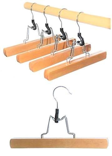 Hagspiel Lot de 8 cintres à Pantalon en Bois avec intérieur en Feutre 25 cm de Long, 28 mm de Haut