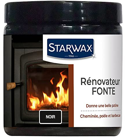 STARWAX - Rénovateur fonte et acier pour poêle, cheminée et barbecue - Donne une belle patine - Sans odeur - monocouche - couleur noire - 200ml