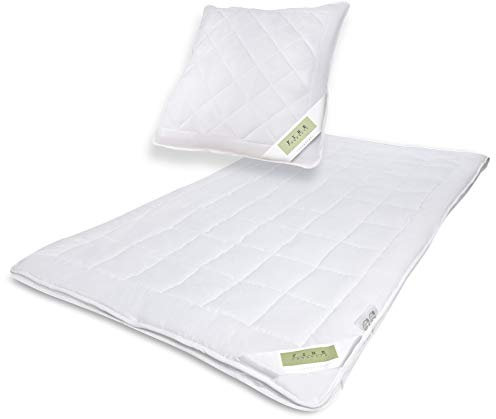 Julido 4-Jahreszeiten Bettdeckenset – Ganzjahres-Steppdecke 135x200 cm (700 g + 840 g Füllung) & Kissen 80x80 cm (1000 g) – Weiche Mikrofaser, Anpassbar, Waschbar bis 90 °C & Trocknergeeignet