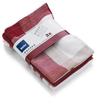 Kela Geschirrtuch-Set 15963 100 % Baumwolle, 65 x 45 cm, 3-tlg., Pasado, Rot