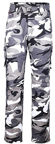 Bikers Gear Australia DKJ1002GRY-40L DKJ1002GRY-40L Pantaloni Jeans da Motociclista, da uomo, Grey Camo, 40L UK / 50L EU