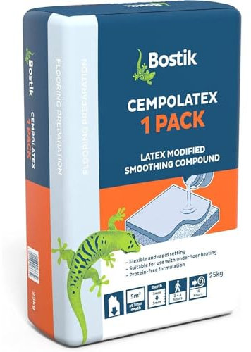 Bostik Cempolatex 1 Pack, Latex Modified Smoothing Compound Compound, Colour: Grey, 25kg