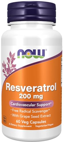NOW Foods Supplements, Natural Resveratrol 200 mg with Red Wine Extract, 60 Veg Capsules
