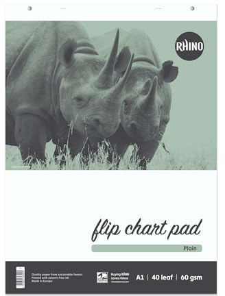 Rhino A1 Flip Chart Paper Pad, 80-Page/Blank Paper Pad, 1-Pack, 40-Leaf, Office & School Stationery Supplies