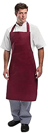 Whites Bib Apron Burgundy - Adjustable Unisex, Chef, Cooking Apron A557