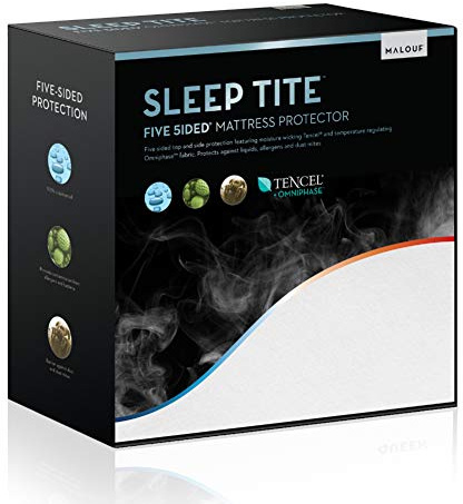 MALOUF Sleep TITE Hypoallergenic 100% Waterproof Protector-15-Year Warranty-Vinyl Free Mattress Protector, Twin, White