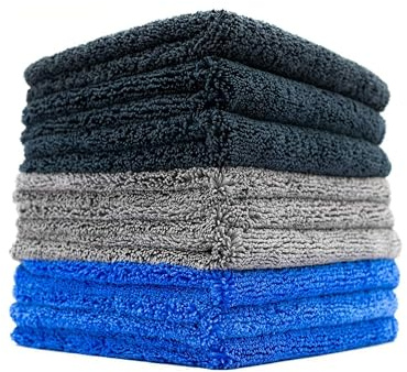 The Rag Company - Drying Towels for Car Detailing - Premium Microfiber Cloth Perfect for a Streak-Free Finish - Spectrum 420 Dark Pack - 420 GSM, 16 x 16 (9-Pack)