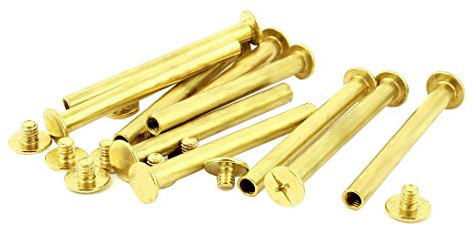 uxcell Screw Post Female 5x50mm Belt Buckle Binding Bolts Leather Fastener Brass Tone 10 Sets