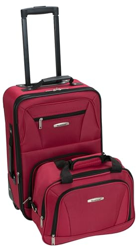 Rockland Fashion Softside 2 Piece Luggage Set, Expandable, (14 Tote/19 Upright), Red