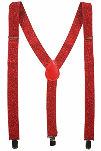 LAfashionist Adult Sparkle Red Elastic Y-Shape Suspender