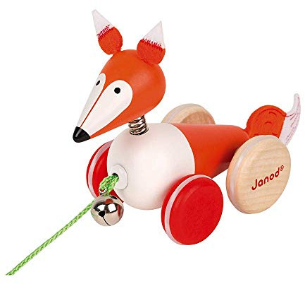 Janod Renard à Promener Zigolos - Jouet d'Eveil - Motricité - Bois Certifié FSC® et Peinture à l'eau - Dès 1 an