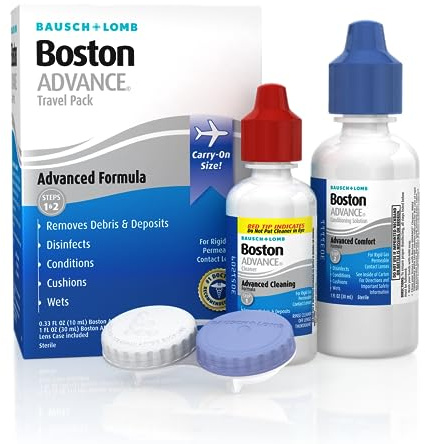 Boston ADVANCE Contact Lens & Conditioning Solution, Travel Kit for Rigid Gas Permeable (RGP) Lens, Conditions & Wets for Comfort, 0.33 Fl Oz + 1 Fl Oz