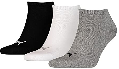 PUMA Unisex Sneaker Socks 3 Pair Pack gray white black 9 11 UK, Grey/White/Black, 11-Sep UK, one size