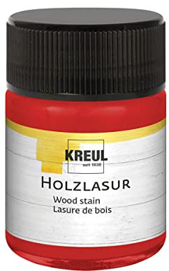 KREUL 78506 - Farbintensive Acryl Holzlasur, 50 ml Glas in cherry, für unbehandeltes, natürliches Holz und saugende Naturpapiere, fließend - flüssige Farbe auf Wasserbasis