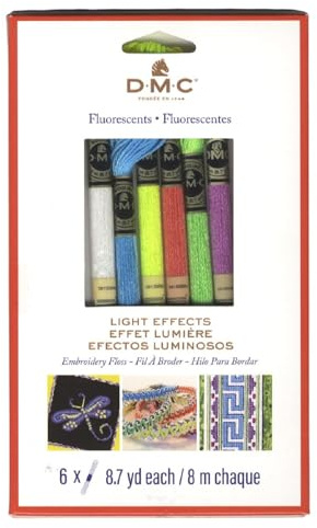 DMC Light Effects Floss Pack 8.7yd 6/Pkg, Fluorescent
