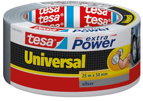 tesa extra Power Universal Gewebeband - Gewebeverstärktes Ductape zum Reparieren, Befestigen, Bündeln, Verstärken oder Abdichten - 25m x 50mm - Grau
