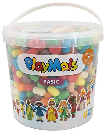 PlayMais Basic 1000 Bastelset für Kinder ab 3 Jahren | Basteleimer mit über 1000 Stück zum Basteln | Natürliches Spielzeug | Fördert Kreativität & Motorik | Geschenk für Mädchen & Jungen