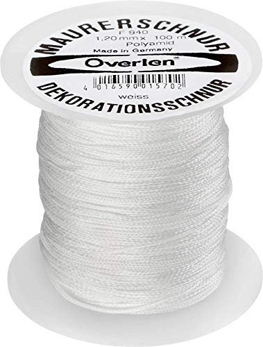 Overmann 094001200101000AA Cordeau de Maçon en Polyamide, Blanc, 1,2 mm x 100 m