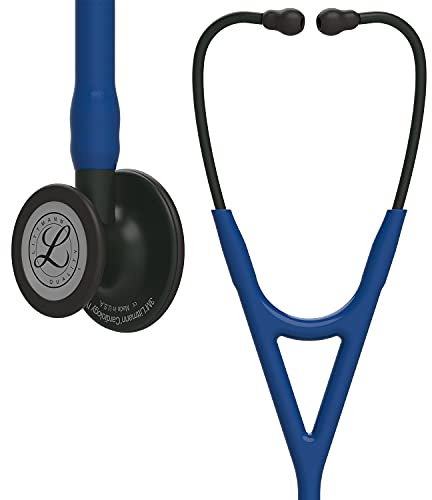 3M Littmann Cardiology IV Stethoskop für die Diagnose, 6168, Black-Edition Bruststück, Schlauch in Marineblau, Schlauchanschluss und Ohrbügel in Schwarz, 69 cm