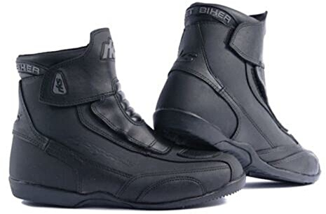 RKsports Black Leather Motorbike Motorcycle Bike Ladies Women Heel Boots (UK 4)
