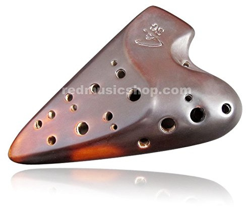 Classic Fengya Ocarina Ceramic Flute, Double Pipes, for Professional (Soprano G)