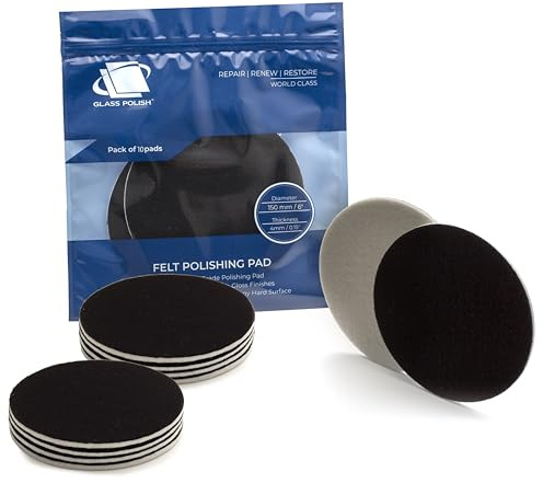 GLASS POLISH PRO Rayonfilt Polerrondeller 150 mm (6) 10-pack | För ceriumoxidpolering av glas, repborttagning, plast- och strålkastarrenovering, metall och klarlack