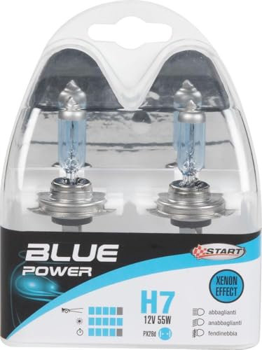 Start H7 Blue Power Coppia di Lampadine Xenon per luci Auto 12V 55W PX26d