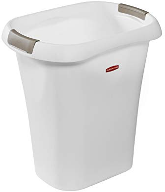 Rubbermaid Open Top Trash Can, 5.3-Gallon, White Plastic Wastebasket/Garbage Bin for Home/Kitchen/Bathroom/Garage