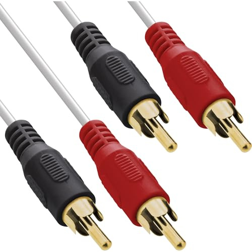 InLine 89933W Cinchkabel, 2 x Cinch, kontakt/kontakt, vit/guld, 2 m