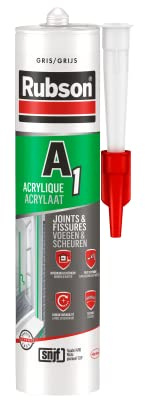 Rubson A1 Mastic Acrylique pour intérieur et extérieur, Mastic multi-suports pour joints et fissures , coloris Gris, Cartouche 300ml