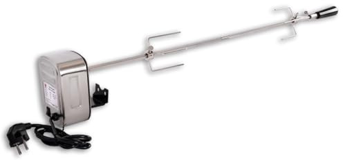 Beeketal 'BGS-e' Grillspieß mit 4 Watt Motor (U/Min: ca. 2) | BBQ Drehspieß und Halterungen verchromt | Geeignet für kleineres Grillgut wie z.B. Hähnchen od. Haxen