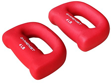 Gymenist Set of 2 Hand Shaped Neoprene Exercise Workout Jogging Walking Cardio Dumbbells Pair (4-LB Red)
