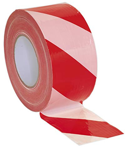 Sealey Btrw Hazard Warning Barrier Tape 80Mm X 100Mtr Red/White Non-Adhesive