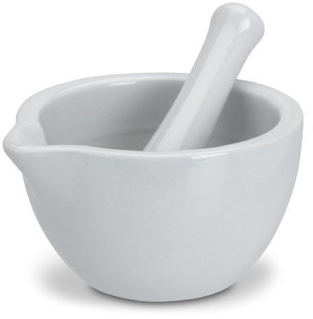 Mortero y mortero – de porcelana – 9,5 x 6,5 cm – blanco