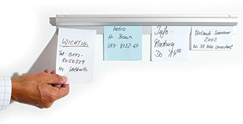 magnetoplan Catch-Ball Klemmschiene, Aluminium | Länge 1000 mm | Selbstklebend | Erweiterbar | Praktischer Zettelhalter für Notizen, Fotos, Zeichnungen, Deko & Mehr