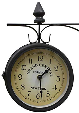 Olive Grove Gartenuhr mit beidseitiger Anzeige, für drinnen und draußen, BATTERIEN KOSTENLOS INKLUSIVE.