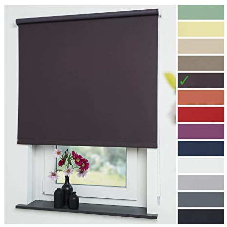 Liedeco® Rollo, Fenster Rollo, Kettenzug-Rollo / 102 x 180 cm (Breite x Höhe), Cappuccino/Verdunkelnd, Blickdicht/viele Farben, Größen und Typen/Breiten 60-200 cm/Variable Montage möglich