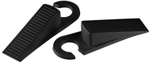 Fackelmann 61440 2 Fermaporta, Gomma, Nero, 10 x 55 x 7 cm